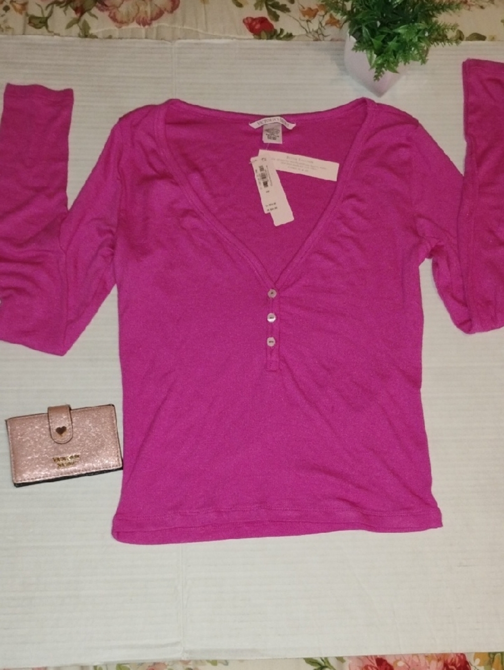 Victoria's Secret Bundle. Pajama Top Women's size Small & Accordion Wallet.